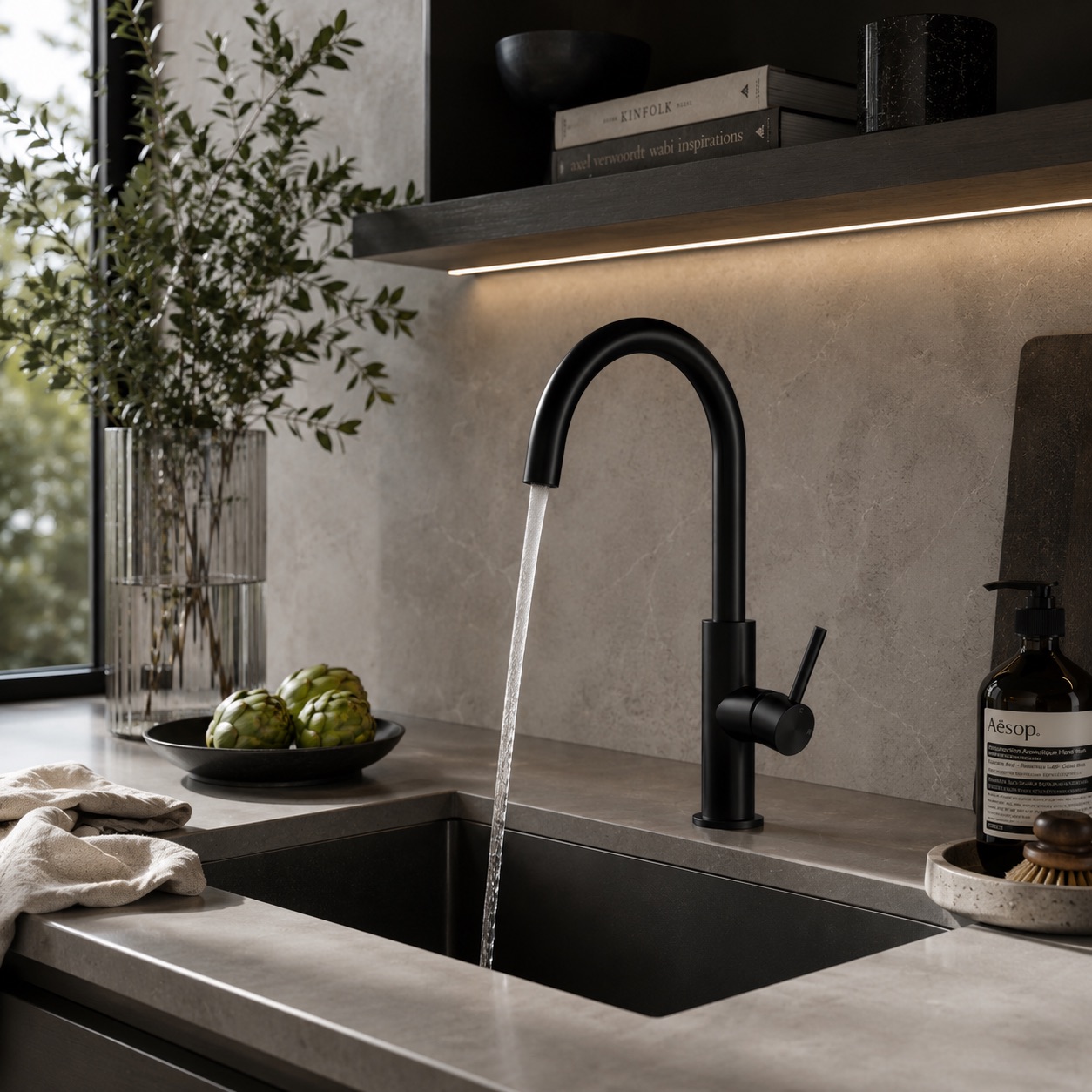 RUBINETTO-LAVELLO-LEVANTE-ALTO-NERO – Bild 3